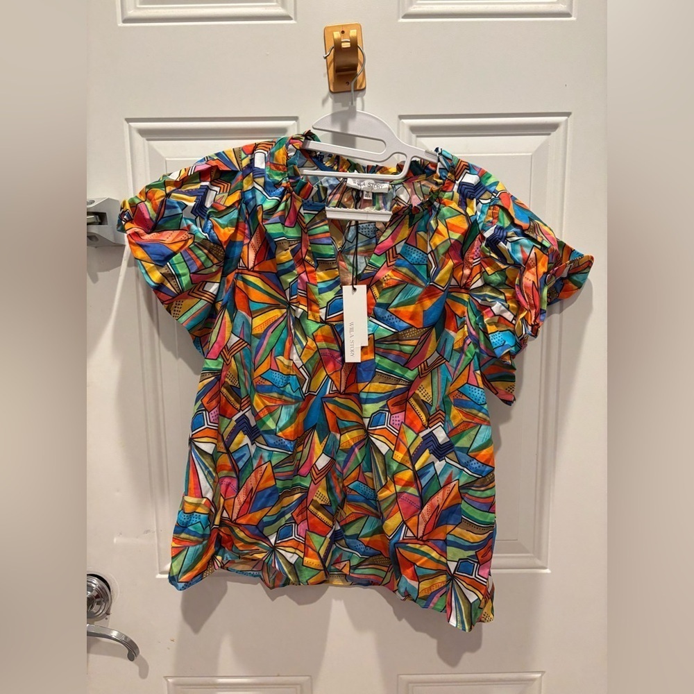 Willa Story  Multi Flutter Sleeve Top